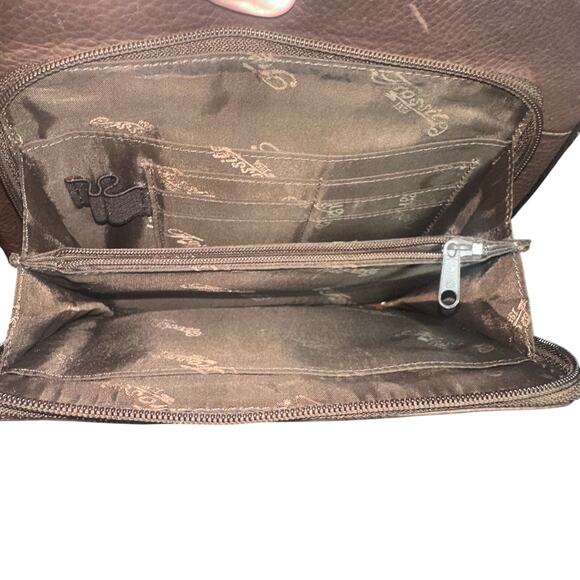 Vintage Fossil Brown Leather Crossbody Bag Wallet Organizer 75082 90s Y2K - Picture 5 of 14